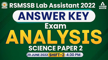 Lab Assistant Answer Key 2022 | RSMSSB Lab Assistant Science Paper 2 Solution | 29 June Shift-2
