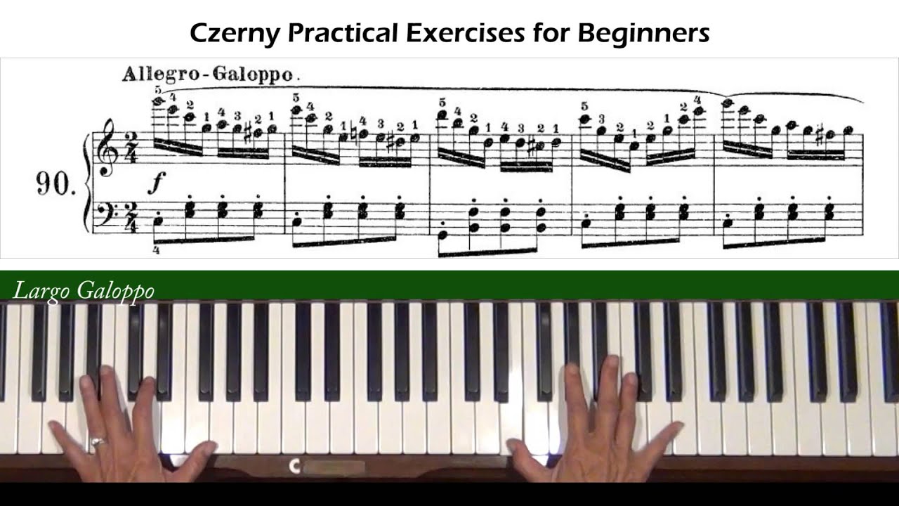 Czerny Practical Exercises for Beginners Op. 599, No. 90 Piano Tutorial ...