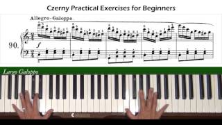 Czerny Practical Exercises for Beginners Op. 599, No. 90 Piano Tutorial
