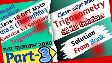 Class 10 | OPT Math | Trigonometry | exercise 5.1 | Part 3 | All Solutions By Tech Nepal