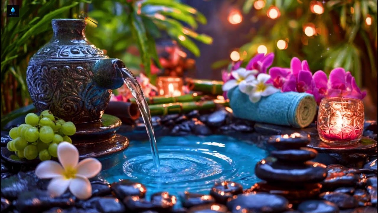 Relaxing Music + Bamboo Water Sounds 🌿 Deep Sleeping Music, Stress Relief, Calm the Mind, Spa BGM