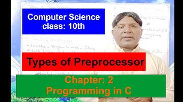What are the types of Preprocessor ? Class: 10th, Computer Science, Chapter : 2