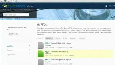 Create RFQ in 1 minute with TacticQuote
