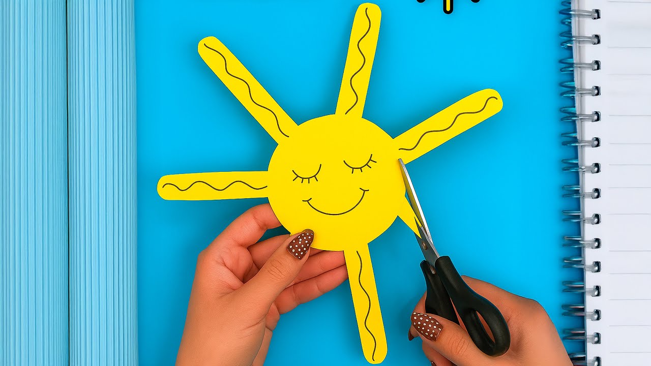 Бумажное солнце своими руками ☀️ | Забавная и простая в вырезании игрушка для детей 