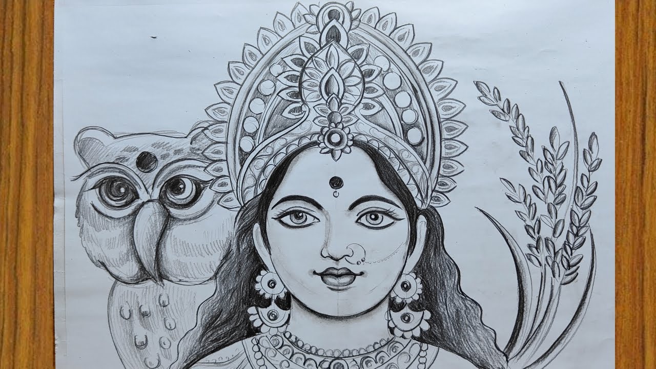 Beautiful Laxmi Devi Drawing  How To Draw Lakshmi Mata  Goddess Lakshmi  Drawing  Pencil Art  YouTube