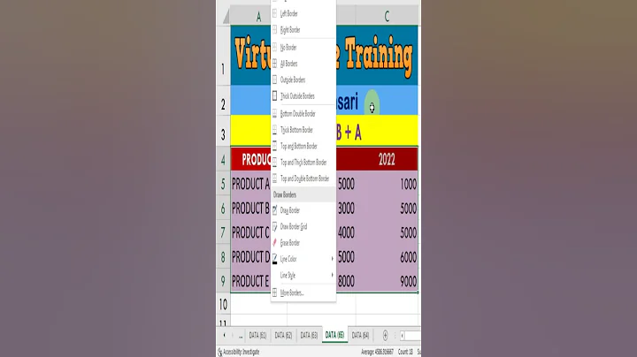 Apply All Borders By Using Shortcut Keys - #shorts #exceltricks #excelshorts #exceltutorial