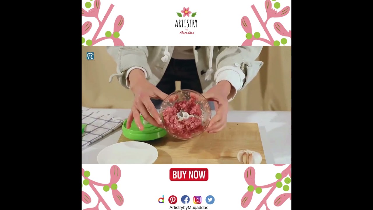 Speedy Chopper Manual Hand Pull For Vegetables, Meats & Fruits, Mini Garlic Slicer And Food Chopper