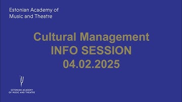 Info Session of the EAMT Cultural Management master