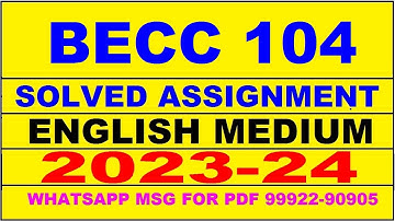 becc 104 solved assignment 2023-24 | becc 104 solved assignment in english 2024 | becc 104 2024