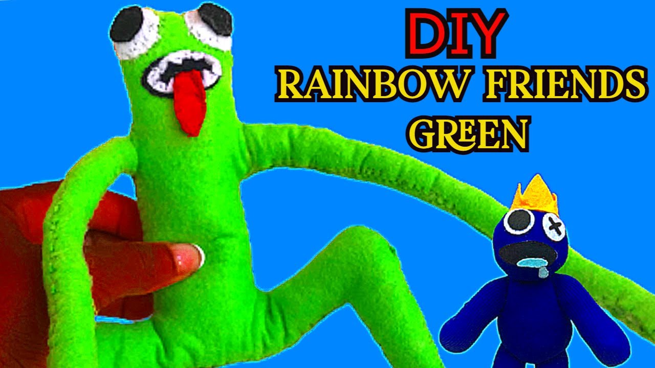 Rainbow friends.. green plush toy I made.. 