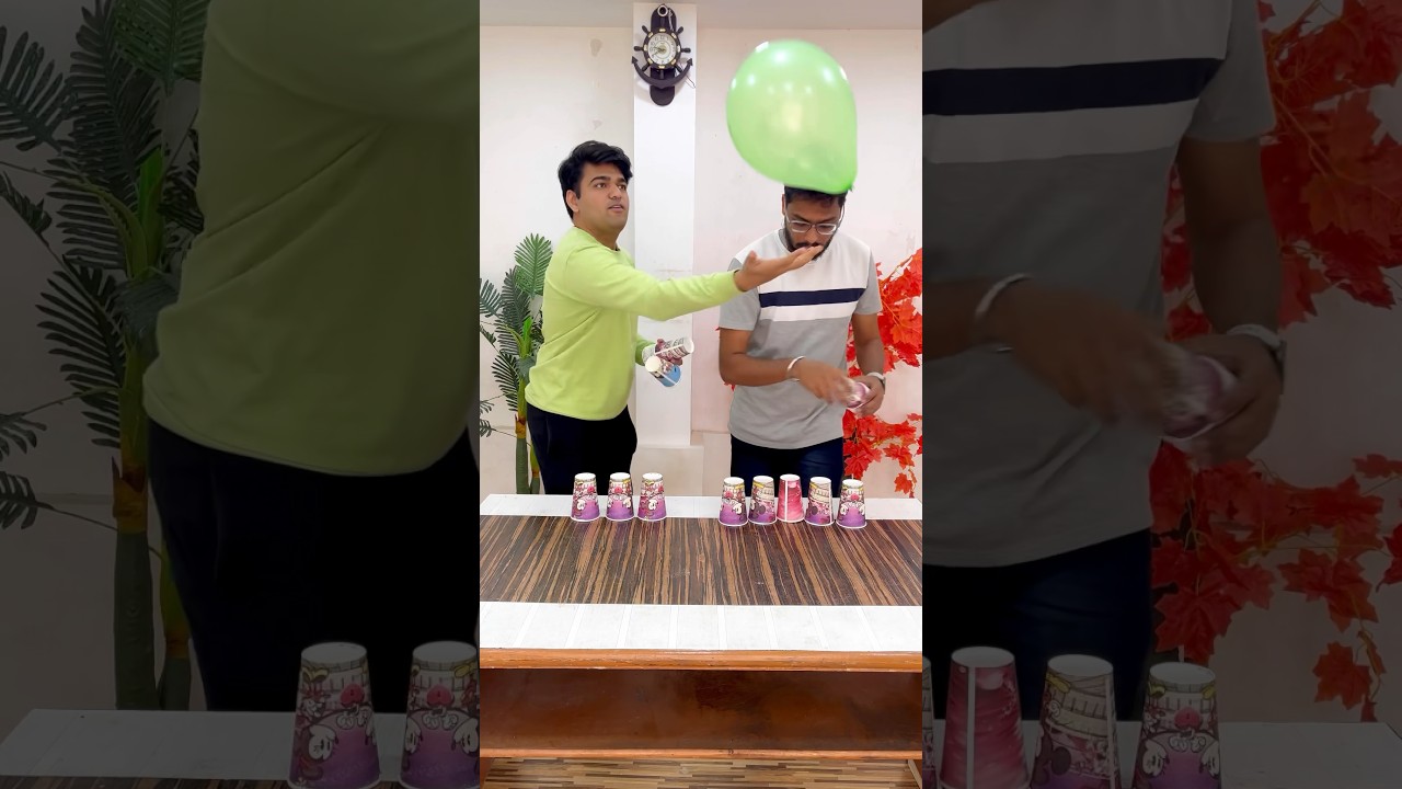 Stack cup with ballon in air 😮 
