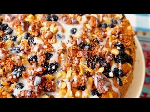 Juda mazali olmali yongʻoqli va magizli pirog. Пирог с яблоком, изюмом и орехами.