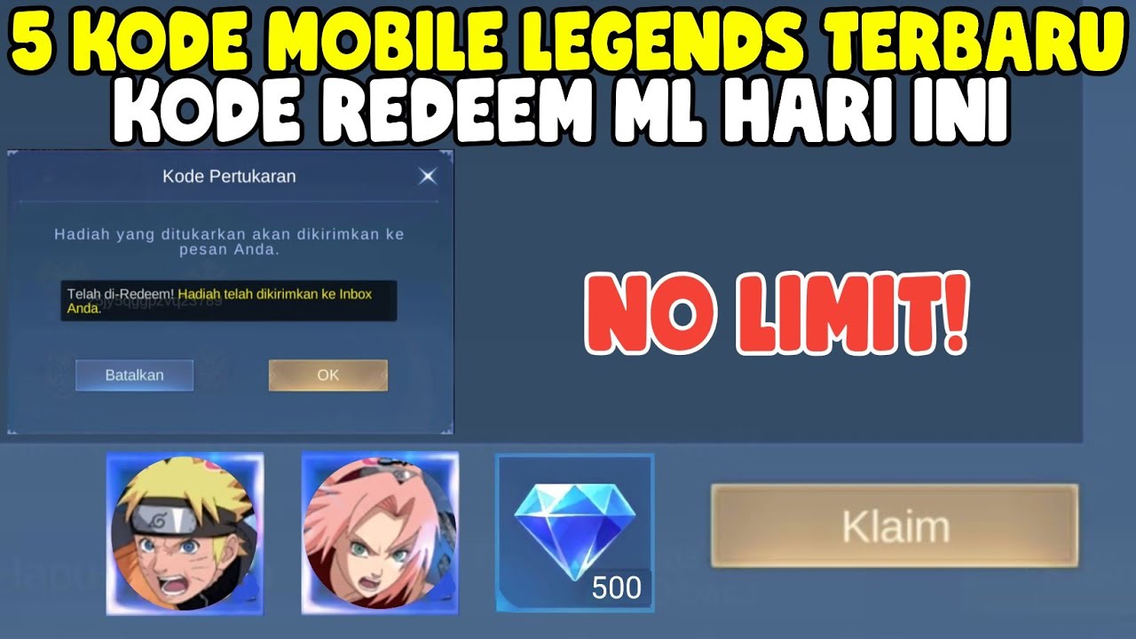 NO LIMIT! 5 KODE REDEEM ML TERBARU KODE REDEEM MOBILE LEGENDS KODE ...