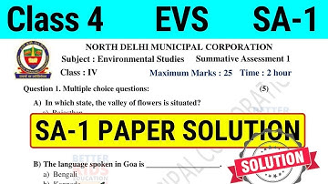 NDMC Class 4 EVS SA 1 Question Paper Solution || (29/9/21)