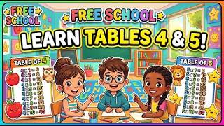 Learn 4 & 5 Times Tables for Kids | Easy Multiplication Tables | Math for Children | #freeschool
