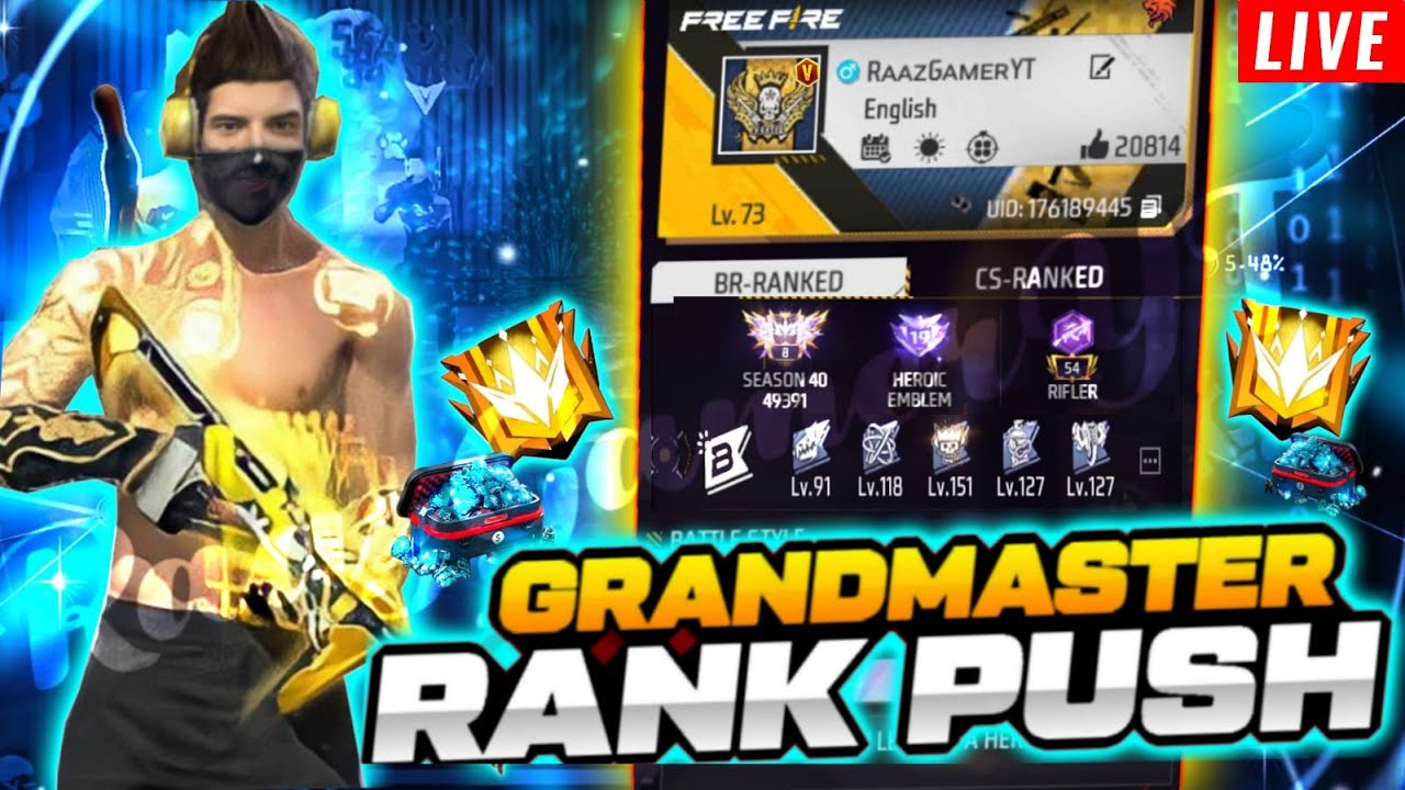 Free Fire Live - GrandMaster Rank Pushing To Top 1 - YouTube