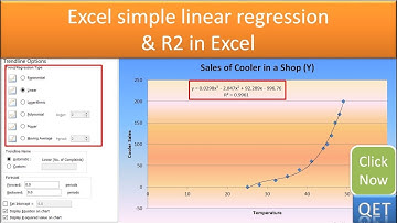 Excel Video 9: Excel simple linear regression & R2 in Excel