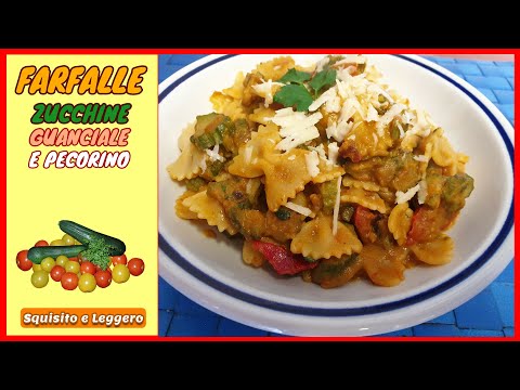 Farfalle zucchine, guanciale