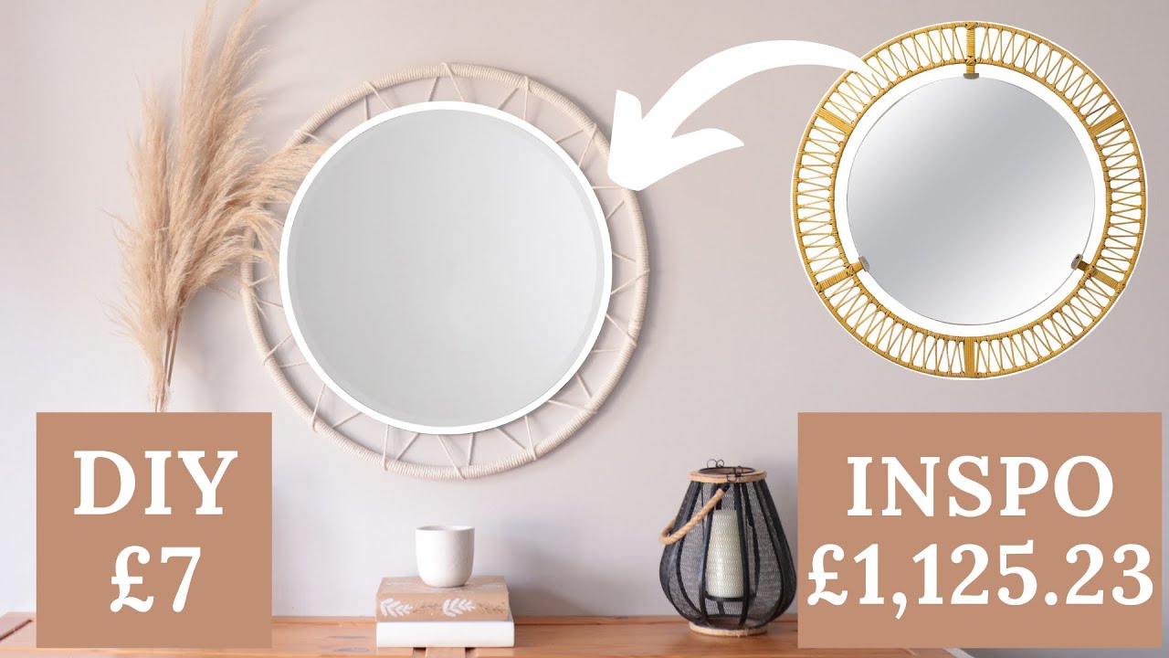 IKEA Boho Mirror Hack DIY on a budget Macrame mirror Rope Dupes