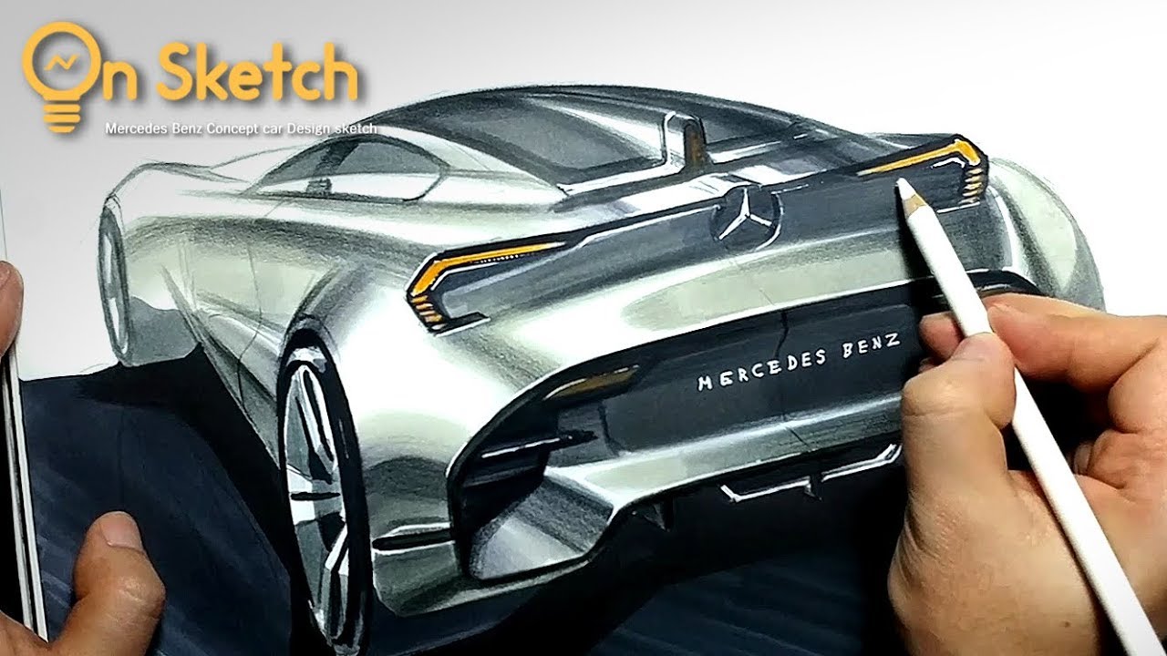 온스케치 CAR SKETCH - "Mercedes Benz Concept car design" (AD marker / Prisma  Color) - YouTube