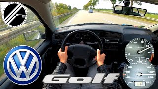 : VW Golf III 1.8 1H 90 PS Top Speed Drive On German Autobahn No Speed Limit POV