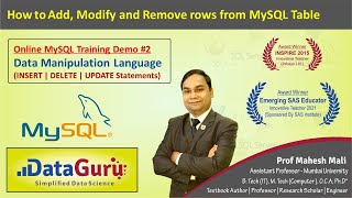 Add, Modify & Delete Rows | Practice Session  #2 | Data Manipulation Language (DML) | MySQL TRAINING