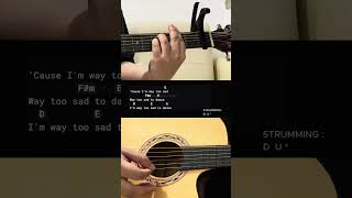Too Sad To Dance - Jungkook | Easy Guitar Tutorial For Beginners #guitarlesson #shorts