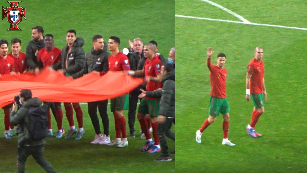 Ronaldo Celebrating and Singing Together With Portugal Fans After Qualifying For The World Cup