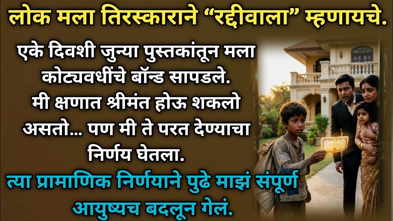  “रद्दीवाला आणि कोट्यवधींचा निर्णय”। मराठी stories। Heart touching story।True Stories