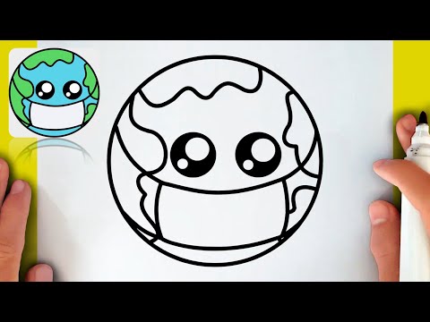 HOW TO DRAW THE CUTE PLANET EARTH WEARING A MASK