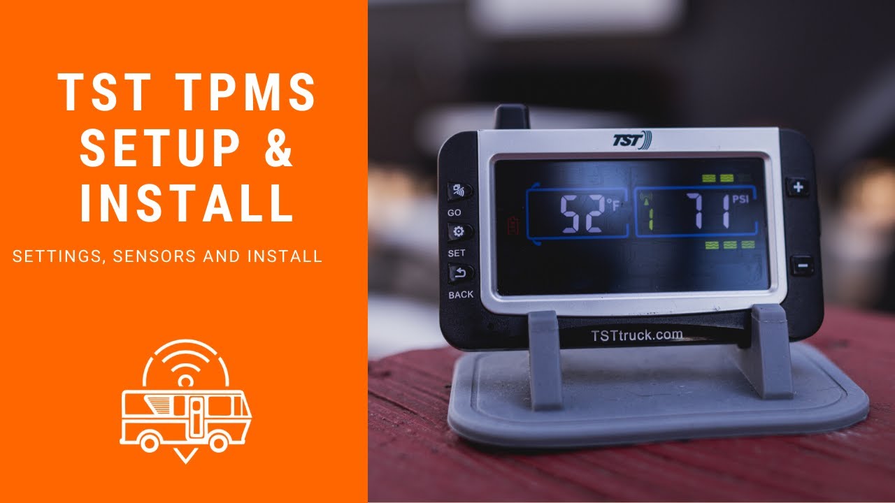 RV Wireless Tire Pressure and Temperature Monitoring System TST-507-FT-4-C 507 Series 4 Flow Thru Sensor TPMS with Color Display and Repeater 