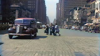 New York 1945 in color [60fps, Remastered] w\/sound design added