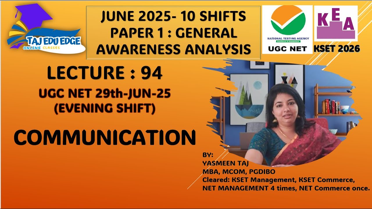 Lecture 94: UGC NET 29-JUN-25(EVENING SHIFT)-COMMUNICATION
