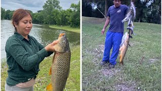 Fishing 🎣 at willow point tawakoni lake in Texas catch and cook carp ຕຶກປາ