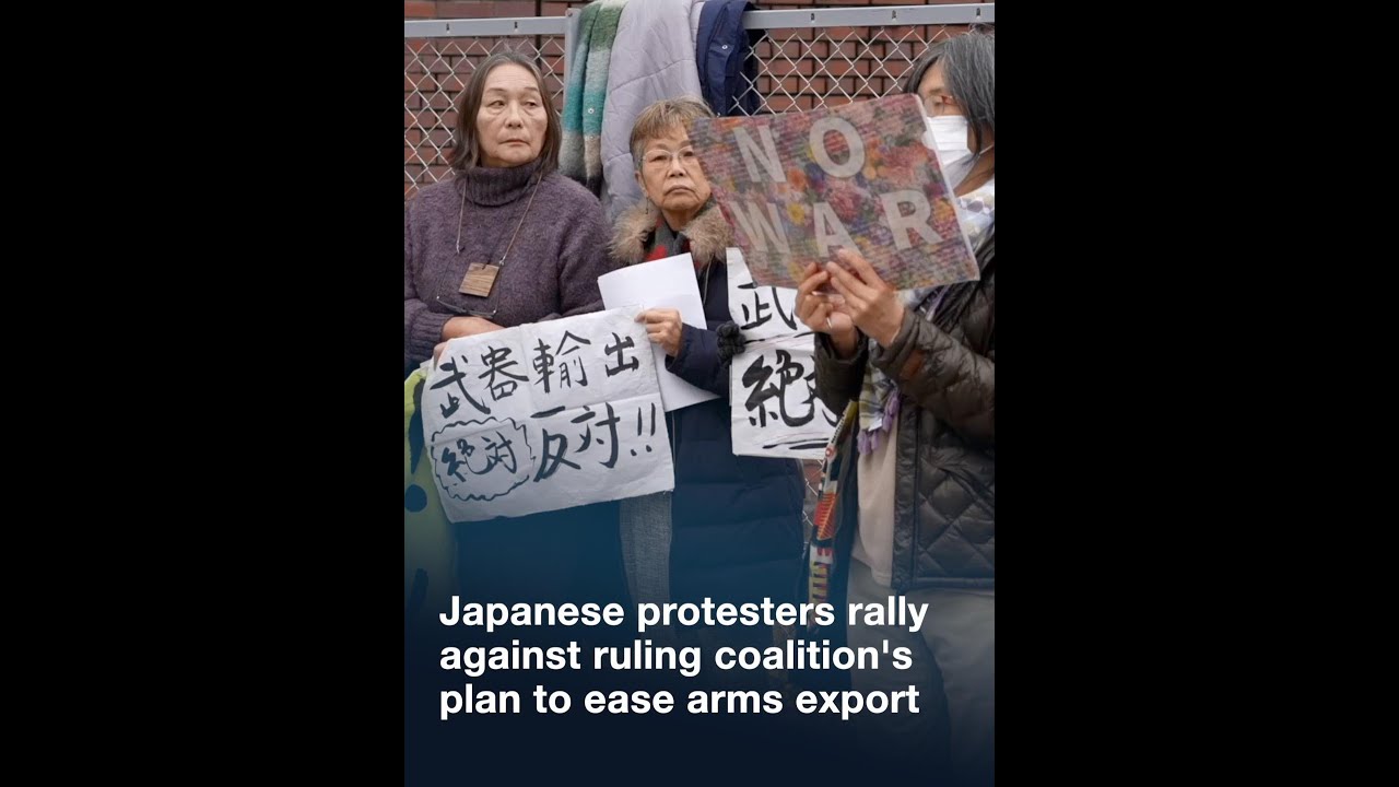 Japanese protesters rally against ruling coalition's plan to ease arms export
