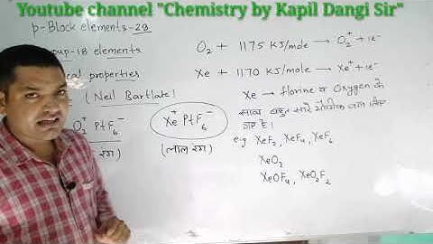 p-Block elements-28(Nobel gases -chemical properties,structure of XeF2, XeF4, XeF6, XeO3, XeOF4,uses