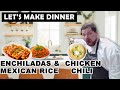 The BEST Enchiladas, Mexican Rice and Chicken chili #homecook #enchilada #mexicanrice #chickenchili