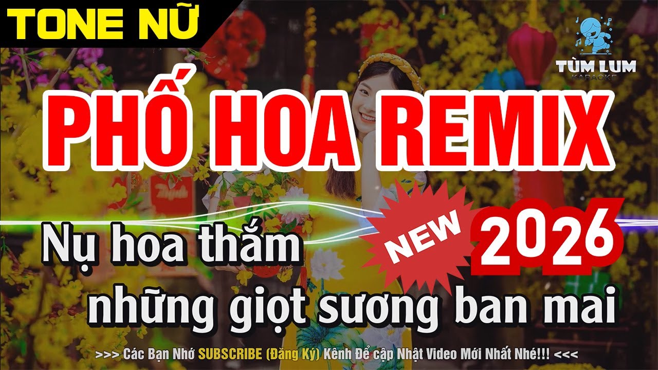 Phố Hoa Remix Karaoke Tone Nữ [ Dm ] Nhạc Sống Dễ Hát | Karaoke Tùm Lum