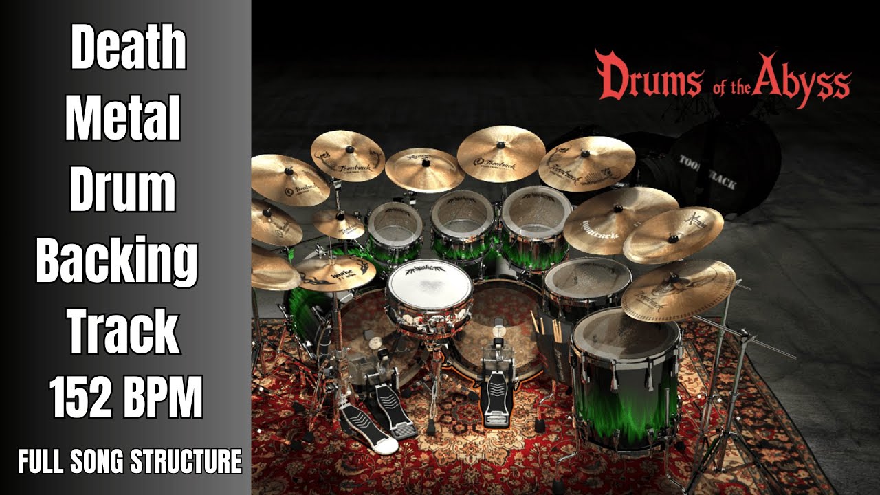Death Metal Drum Backing Track 152 BPM | Fast Heavy Beat | Royalty Free Drum Loop