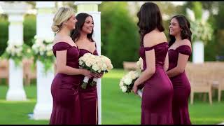 Cabernet Alivia Off-Shoulder Side Slit Soft Satin Bridesmaid Dress screenshot 5