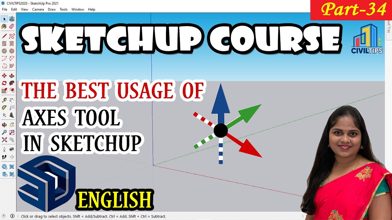 Axes Tool English Part 34 The Usage of Axes Tool in Sketchup Pro 2021
