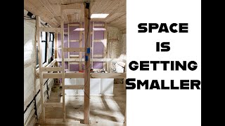 Putting Up Interior Walls In A Bus ConversionMaking A Bed Frame And Ceiling Complete!Skoolie Ep39