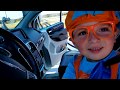 CAR WASH FOR KIDS VIDEO with kid dressed like BLIPPI | Vacuum, Air hose, Cleaning Inside a car / van