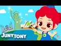 World Landmarks | Famous Landmarks | Explore World Song for Kids | Kindergarten Song | JunyTony