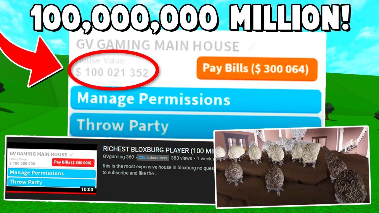100 000 000 Million Dollar Bloxburg House Insane Richest Player Roblox Youtube - roblox bloxburg richest player