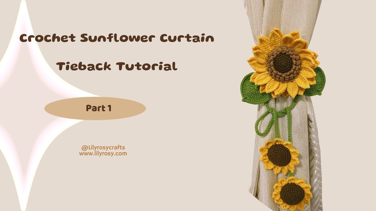 Part 1-How to crochet sunflower curtain tieback - YouTube