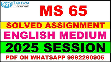 MS 65 solved assignment 2025 in English || ms 65 solved assignment 2025 || ignou ms65 2025