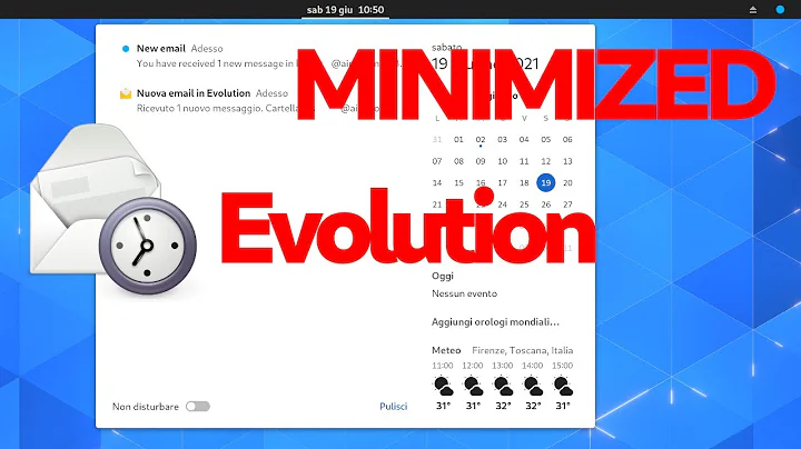 Evolution minimized in tray & new mail notify in GNOME 40