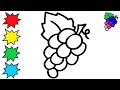 Раскраска для Детей / Учим Цвета и Раскрашиваем Простые Картинки (Лев, Виноград, Собака, Арбуз)