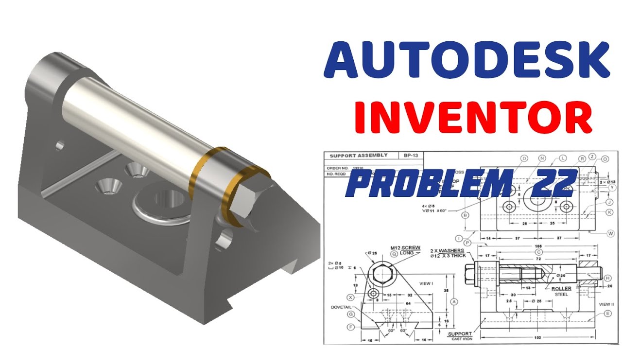 Autodesk inventor problem 22 in | Isometric view | Technical drawing ...